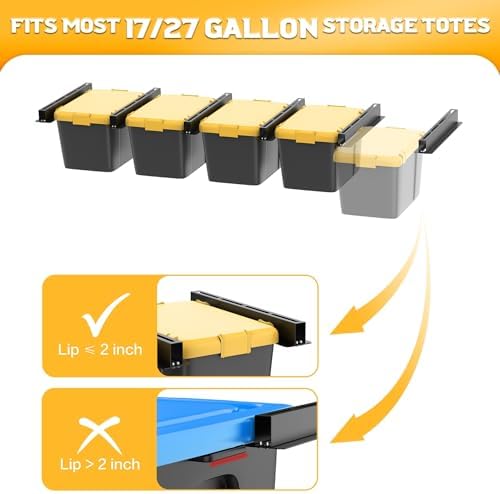 WALMANN Ceiling Tote Storage Rails, Heavy Duty Garage Ceiling Bins Rack - Image 4