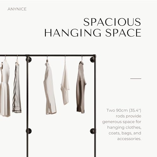 Industrial Pipe Clothing Rack, Wall Mounted Clothes Rack, 75", 3 Rods - Image 4