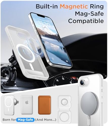 Temdan Magnetic Compatible with iPhone 17e Case & iPhone 16e Case,[Built-in Invisible Kickstand][Compatible with MagSafe][Military Grade Shockproof] Slim Translucent Matte Case for iPhone 16e/17e 6.1" - Image 5