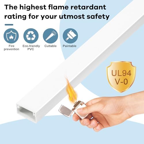 Cord Covers for Wires on Wall Extra-Long, 13.12ft TV Cord Hider Kit, Paintable Cable Management Concealer, TV Wire Hider for Wall, White Cable Raceway Channel, 4 x L39in x W0.95in x H0.55in - Image 5