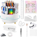 Office Supplies,School Supplies,White Desk Accessories,Desk Organizer,Scissors,Stapler,Tape Dispenser,Binder Clips,Staples,Staple Remover,Sticky Notes,Clear Tape,Pen,Ruler,Best Gift,11pcs by suniya