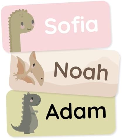 Personalized Name Labels for Kids (180) – Clothing Labels & Daycare Labels – Custom Waterproof Stickers for School Supplies - Dinosaurs by Teddylabels