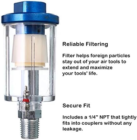 beduan Water Oil Separator Filter, 1/4" NPT Male and Female Thread Spray Gun Filters Air Line Compressor Fitting （Pack of 2） - Image 2