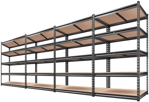REIBII 2000LBS Garage Shelving Heavy Duty 72''H Storage Shelves 5 Tier Heavy Duty Shelving, Adjustable Metal Shelves for Garage Pantry Closet Kitchen Basement 35.5" W x72 H x 15.8" D, 4 Pack by REIBII