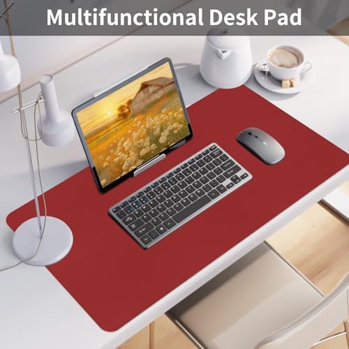 Bloss Red Desk Mat, Leather Desk Matt for Desktop, Waterproof Large Desk Pad, Keyboard Mat, Computer Mat for Office/Home/Decor(31.5 x 15.7 Inches) - Image 2