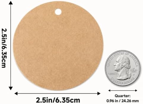 G2PLUS 2.5 Inch Round Kraft Paper Gift Tags with String, 100PCS Blank Tags - Image 2