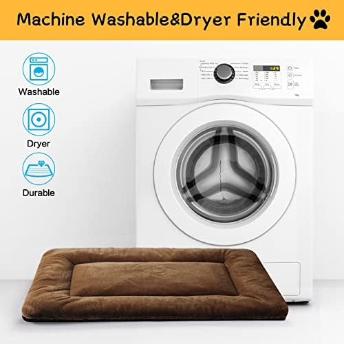 Dog Crate Pad Washable Dog Bed for Crate Small Cozy Mat 22-Inch Brown - Image 5