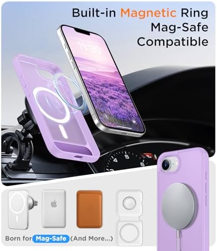 Temdan Magnetic Compatible with iPhone 17e Case & iPhone 16e Case,[Built-in Invisible Kickstand][Compatible with MagSafe][Military Grade Shockproof] Slim Translucent Matte Case for iPhone 16e/17e 6.1" - Image 5