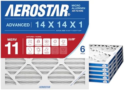 Aerostar Air Filter 14x14x1 MERV 11 AC Filter, HVAC, Furnace Filter, 6 Pack by AirFiltersDelivered