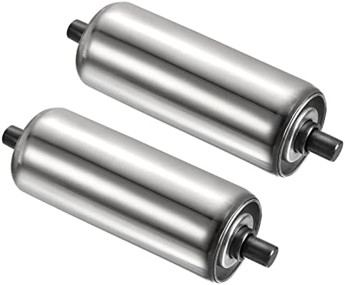 PATIKIL Conveyor Roller 2" Diameter 6" Length, 2 Pack Stainless Steel Gravity Transmission Replacement Part Galvanized End, Silver by PATIKIL