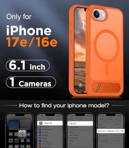 Temdan Magnetic Compatible with iPhone 17e Case & iPhone 16e Case,[Built-in Invisible Kickstand][Compatible with MagSafe][Military Grade Shockproof] Slim Translucent Matte Case for iPhone 16e/17e 6.1" - Image 2