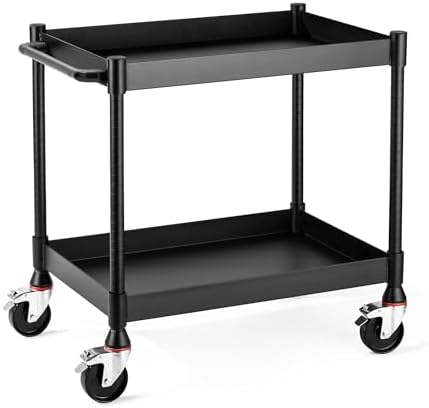 MightyHaul 18" Heavy-Duty Utility Cart with 2 Reversible Shelves, 1,200 lb Capacity, Heavy-Duty Casters for Industrial Use by StandSteady