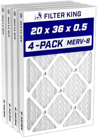 Filter King 20x36x0.5 Air Filter MERV 8, AC Furnace Filters (4-Pack) by FilterKing