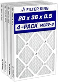 Filter King 20x36x0.5 Air Filter MERV 8, AC Furnace Filters (4-Pack) by FilterKing
