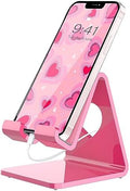 Crpich Acrylic Cell Phone Stand, Portable Phone Holder, Pink Phone Stand for Desk, Compatible with Phone16 15 14 13 12 Pro Max Mini 11 SE, Switch, Android Smartphone, Pad, Tablet, Desk Accessories by Crpich