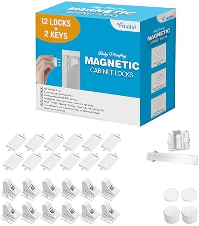 Vmaisi Adhesive Magnetic Cabinet Locks (12 Locks and 2 Keys) by vmaisi