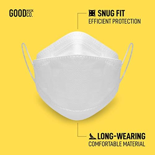 Good Mask Co. Good Comfort KN95 Face Mask, Disposable KN95 Face Mask, Folding, Filter Efficiency =95%, Comfortable Face Masks, Bulk Face Masks (10 Pack of Masks, White) - Image 2