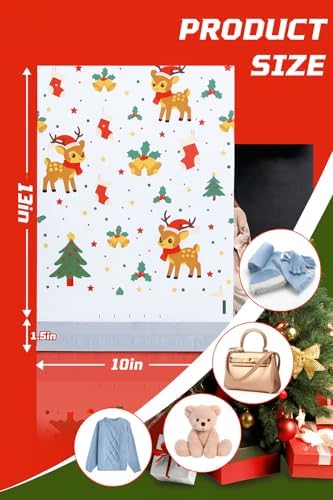 10x13 Inches Christmas Poly Mailers 25 Pcs Waterproof Self-Sealing Holiday Shipping Bags for Clothing & Gifts - Image 2