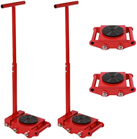 4PCS Machinery Mover, 6T Machine Skates 13200lbs Machinery Moving Skate w/ 360° Rotation Cap and 4 Rollers for Warehouse Garage by Unknown