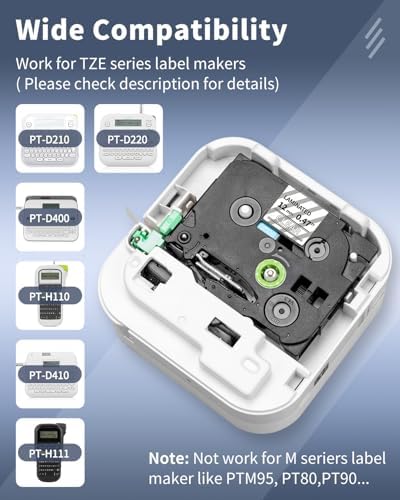 Compatible with Brother P-Touch Label Tape White on Clear TZe-135 12mm - Image 2