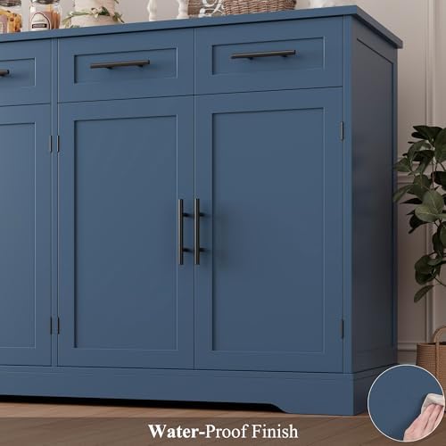 HOSTACK 60" W Sideboard Buffet Cabinet with Storage, Kitchen Cabinet, Blue - Image 7