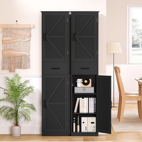 TEENFON Tall Bathroom Cabinet, Storage Cabinet with 6 Shelves & Drawer - Image 7