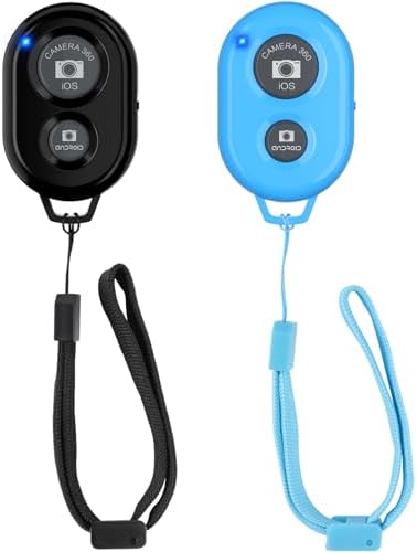 Wireless Camera Remote Shutter for Smartphones (2 Pack), Zttopo Wireless Phone Camera Remote Control Compatible with iPhone/Android Cell Phone - Wrist Strap Included Black&Blue by Zttopo