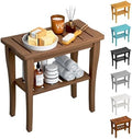 Bamboo Shower Bench Stool with Storage Shelf, Waterproof Shower Chair Spa Bath Seat, Shower Stool for Inside, Bathroom Bench Seat for Adults Elderly Seniors for Indoor or Outdoor Use(Walnut) by oridom