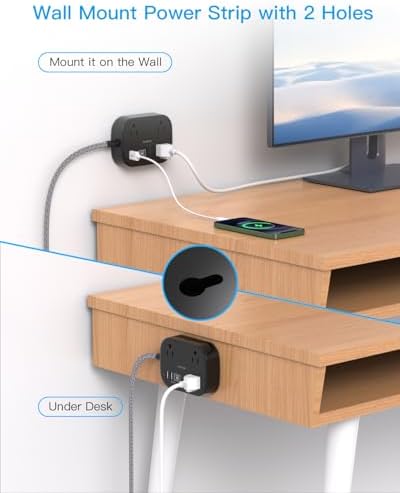 Cruise Essentials 2026, Travel Power Strip with USB C,Flat Plug, Black - Image 7