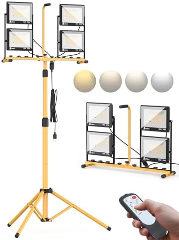 32000 Lumen LED Work Light with Stand, 4-Head Tripod, Remote Control by Unknown