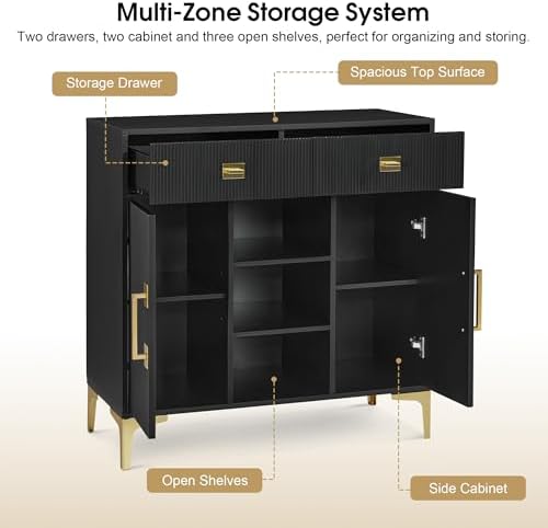 BarberPub Salon Station for Storage, Beauty Salon Cabinet 3161 (Black) - Image 4