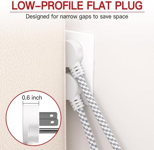 Skrizcable 16/3 20FT Flat Plug Braided Extension Cord, 3 Prong Power Cable - Image 3