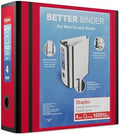 Staples Better Binder, 4 Inch D-Ring, Red, 800 Sheets, 2-Pack by Staples