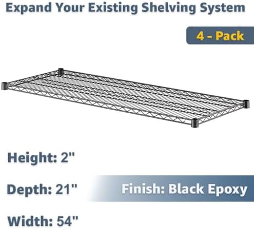 4 Pack NSF Wire Shelving Add-On Shelves 21" x 54" for Retail, Storage Rooms, and Warehouses - Image 2