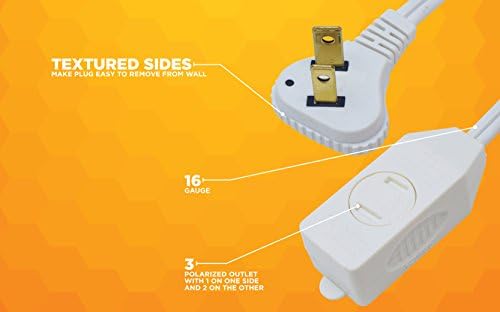 Woods Slimline 16/2 Flat Plug Extension Cord, 7ft, White, 2236 (Pack of 12) - Image 5