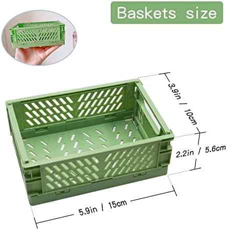 4 Pack Mini Foldable Plastic Small Baskets for Organizing and Storage, Collapsible Storage Crate for Home Bedroom Office Classroom Drawer Organizers (5.9x3.9x2.2in) Mini Size - Image 6