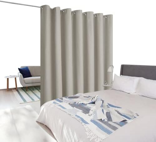 NICETOWN Wall Dividers for Rooms, Room Divider Curtain Screen Partitions, Vertical Blind for Sling Door, Blackout Window Curtains Privacy for Patio (Natural, Single Panel, 9ft Tall x 8.3ft Wide) - Image 2