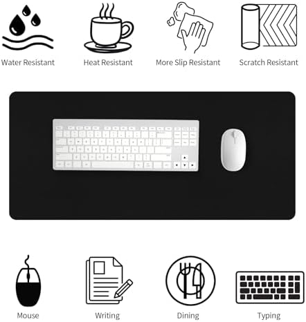 Bloss Leather Desk Pad and Keyboard Wrist Rest, Non-Slip Large Mouse Pad + Keyboard Pad + Mouse Wrist Support, Desk Mat Protector for Office, Home(27.6" x 13.8", Black) - Image 4