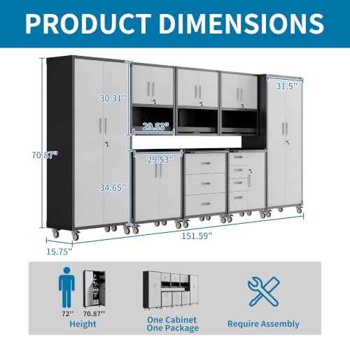 8-Piece Garage Storage Cabinets System Heavy Duty Workshop Set - Image 2