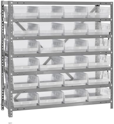 Quantum Storage Systems 1839-108CL Solid Heavy Duty 7 Shelves 24 Economy Clear Bins 39" H x 36" W x 18" D by QuantumStorageSystems