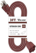 YOJOE Extension Cord, 3 Prong 13A Weatherproof Power Cord, 16 Gauge Heavy Duty 3 ft Brown Extension Cord for Garage, Garden and Home, 16/3 SJTW UL Certified by YOJOE