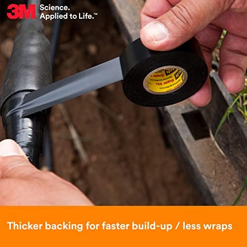 3M Scotch Super 33+ Electrical Tape, 3/4 in x 20 ft, 10 Rolls, Black - Image 4