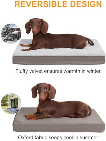 KSIIA Orthopedic Dog Bed for Small Dogs with Waterproof Lining, Grey, 17x12 - Image 4