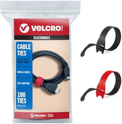 VELCRO Brand ONE-WRAP Cable Ties, 8in x 1/2in, Black/Red, 100 Pack by VELCROBrand