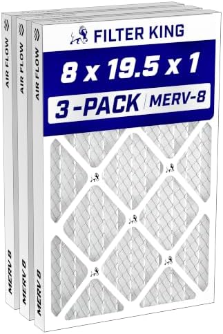 Filter King 8x19.5x1 Air Filter MERV 8, AC Furnace Filters (3-Pack) by FilterKing