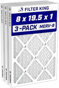 Filter King 8x19.5x1 Air Filter MERV 8, AC Furnace Filters (3-Pack) by FilterKing