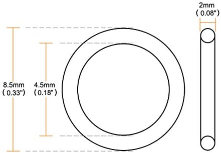 uxcell Nitrile Rubber O-Rings 8.5mm OD 4.5mm ID 2mm Width, Metric Sealing Gasket, Pack of 20 - Image 3