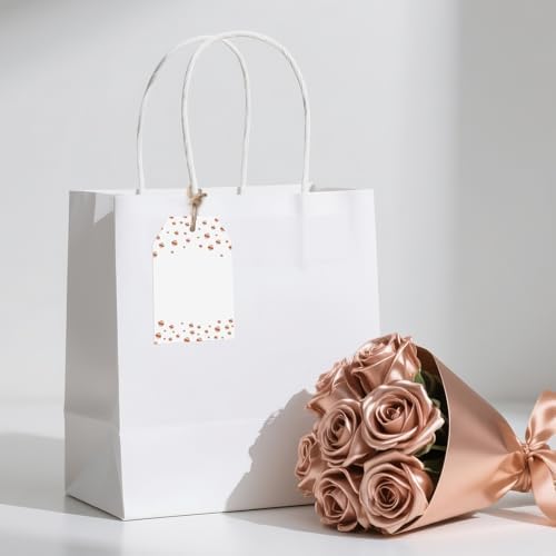 Anwyll Gift Tags with String - 100 Pcs Rose Gold Foil Gift Tags for Present - Image 5