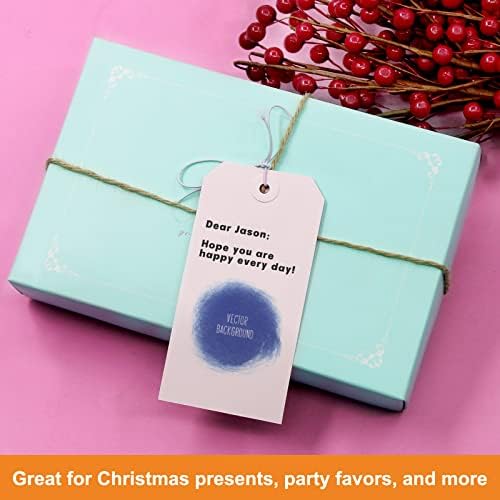 White Tags with Elastic String Attached - Coideal 350 Pcs Blank Hanging Paper Tag Strung Cardstock Shipping Tags with Reinforced Hole for Labeling Price Inventory Luggage 4 3/4" x 2 3/8" - Image 2