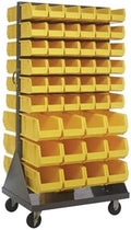 QUANTUM STORAGE SYSTEMS QMD-36H-230240YL Solid Mobile Louvered Panel Double Sided Bins Bench Rack 60 Shelves 72" H x 36" W x 25" D with 96 Yellow Bins Multi-Sizes by QuantumStorageSystems